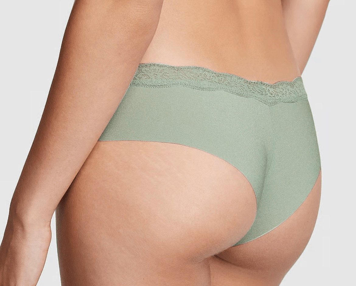 Victoria’s Secret, pink, no-show, cheekster panty. Size XL Indonesia, green with