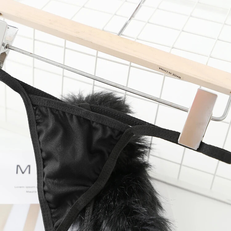 Soft Rabbit Tail Sexy Lingerie G String Female Underwear Thong Briefs Panties