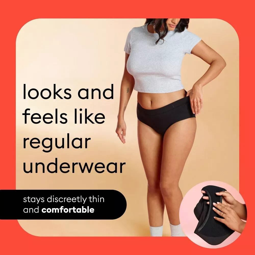 Thinx For All Leakproof Period Underwear Black All-Day Absorbency Brief Size M