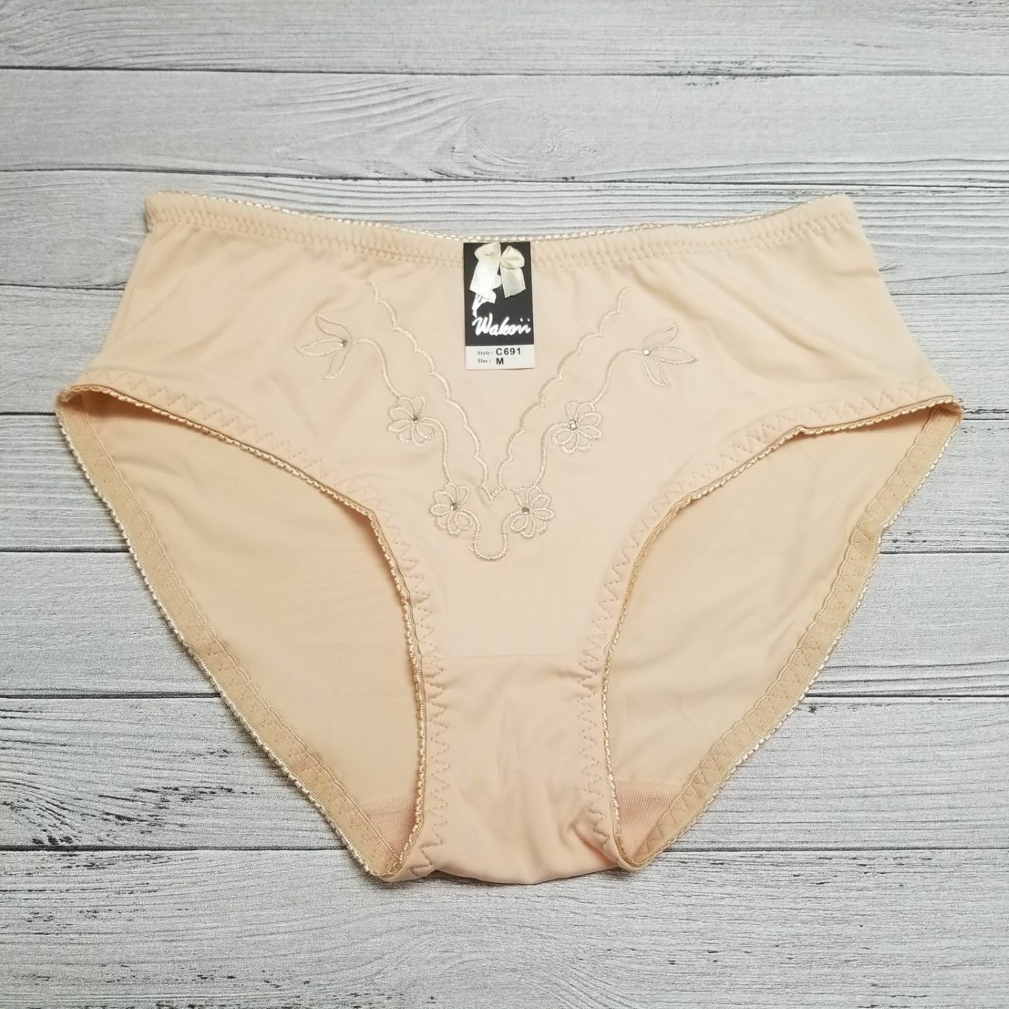 Women High Cut Full Seat Coverage Nylon Embroidery Bikini Brief panty Underwear