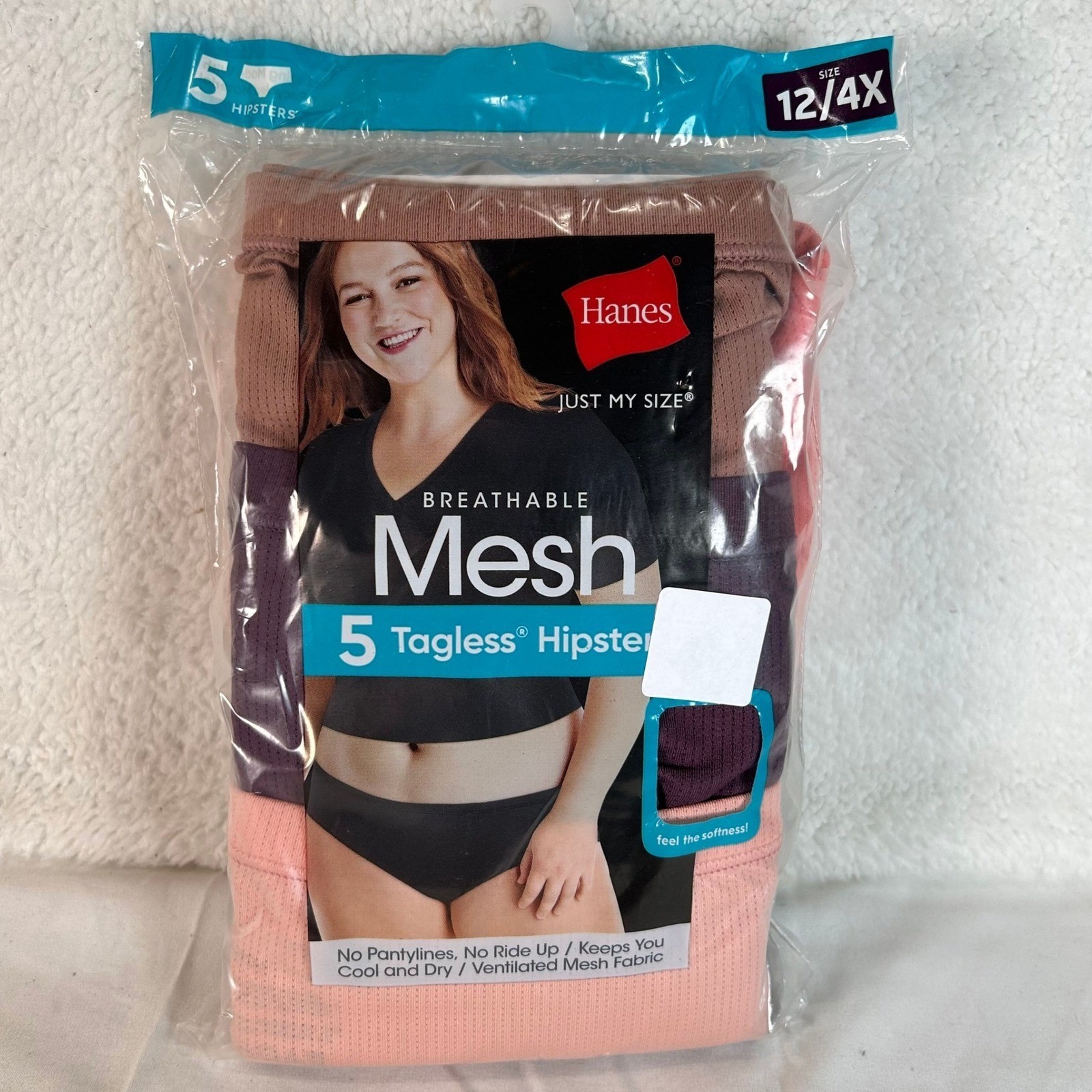 Hanes Just My Size 10pk Breathable Mesh Tagless Hipsters Size 12 4X BXP41A Multi