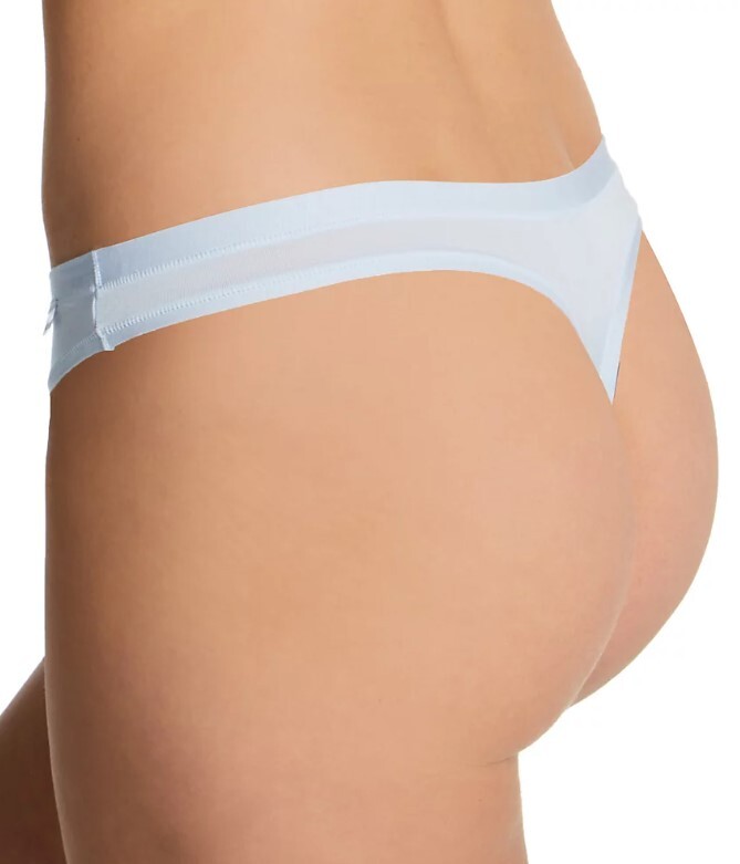 NWT DKNY DK8381 “Stretch Modal” Low-Rise Classic Thong, Light Corn Blue
