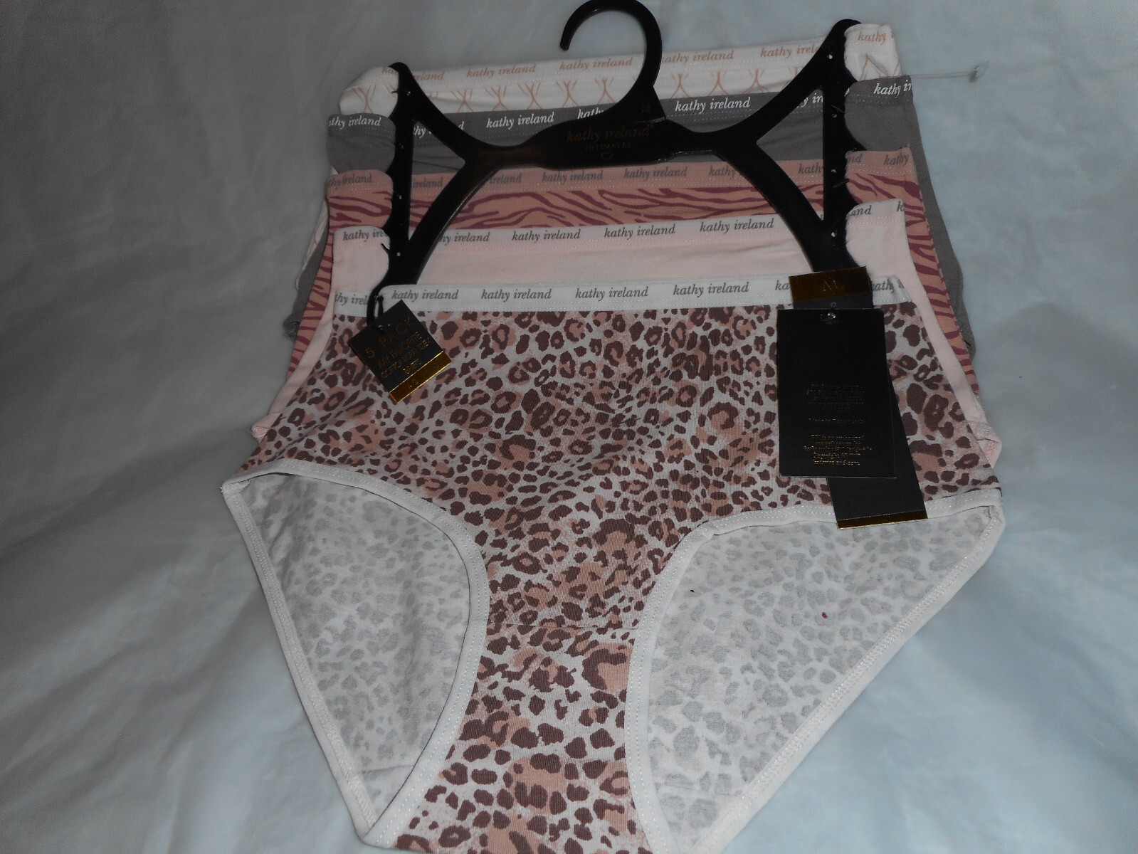 Kathy ireland 5 Pack Multicolor Cotton/Spandex Briefs Sizes Medium & Large