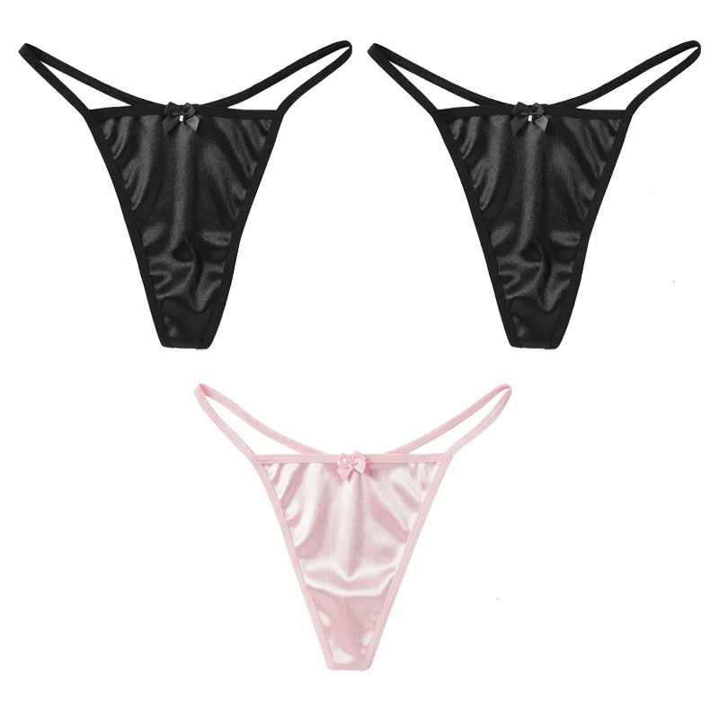 Seamless Thong Low Rise Bow Cotton Women’s G String Panties Underwear 3 Pcs