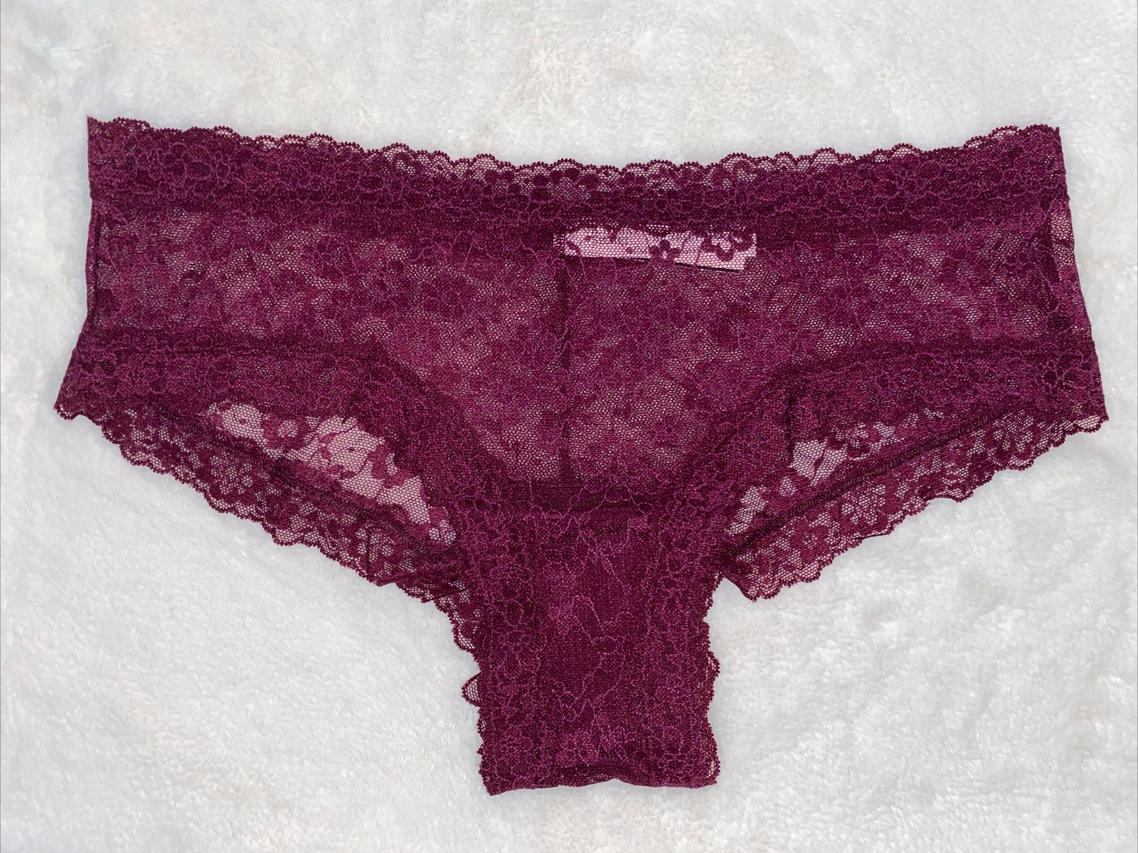 Victoria’s Secret Panties Cheeky Panty Lacie Maroon Posey Lace Extra Large XL