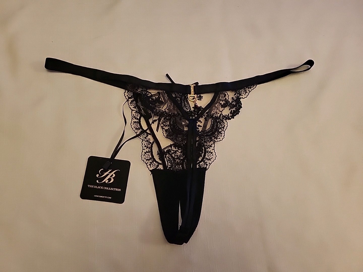 Honey Birdette Charlotta Thong Black Size XL RRP £55.00 Brand New With Tags