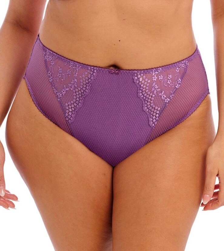 Elomi Charley Brief Pansy Purple Size M 12 14 High Leg Waist Mesh Knickers 4386
