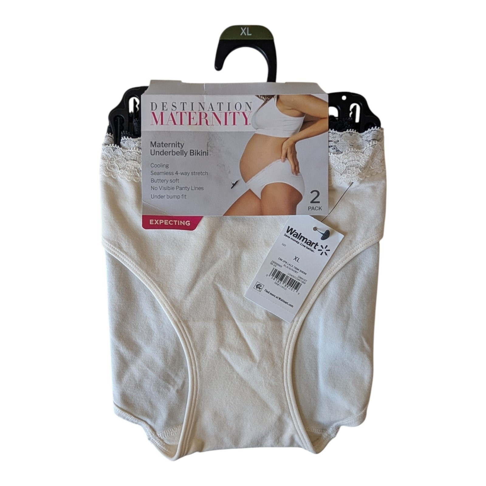 2 Packs Destination Maternity Cooling Seamless Under Belly Panty Women’s XL Lace