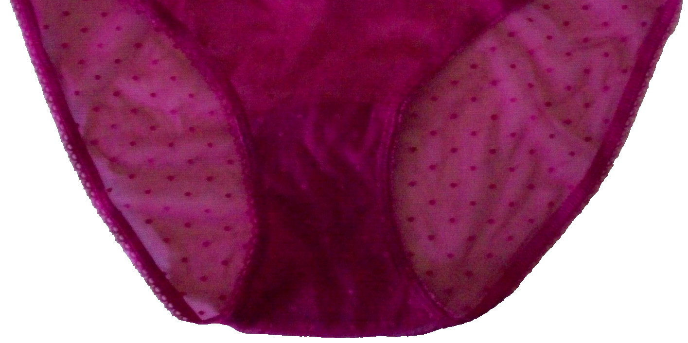M Hot Fushia Pink Polka Dot Mesh w Bow Stretch Victoria’s Secret BIKINI Panty