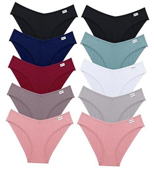 Womens Underwear Cotton Bikini Rib Cheeky X-Large-XX-Large Color A(10 Pack)