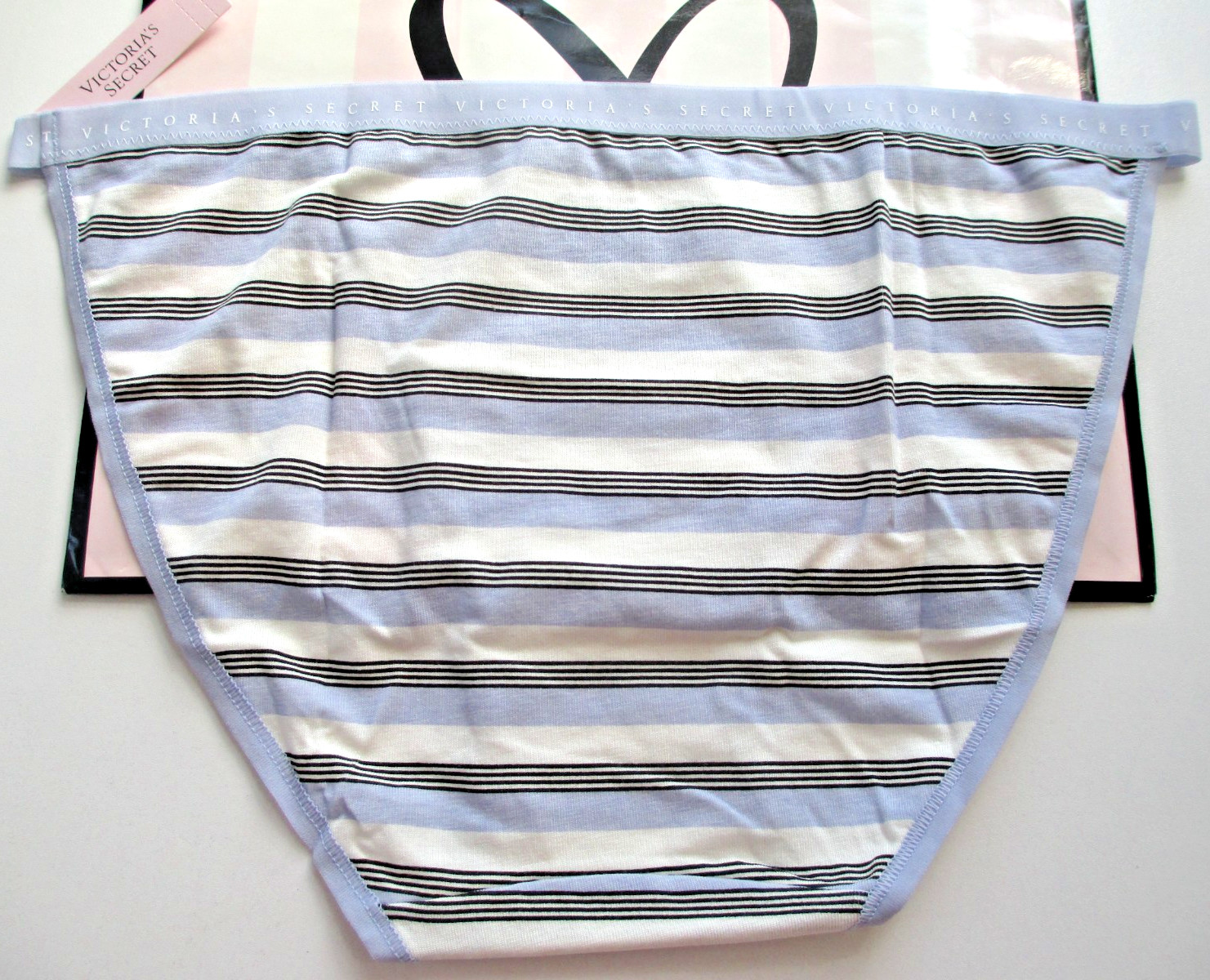 VICTORIA’S SECRET Cotton String Bikini Panty S M L XL Purple Stripe NWT VS