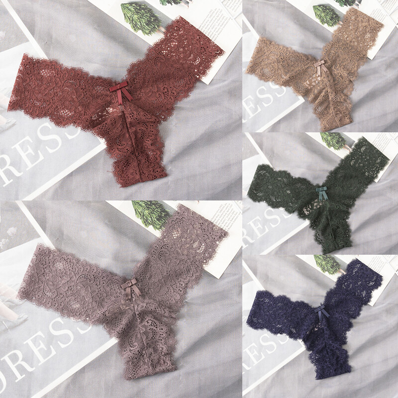 5PCS/LOT Womens Sexy G-String Lace Panties Lingerie Thong See Through Intimates