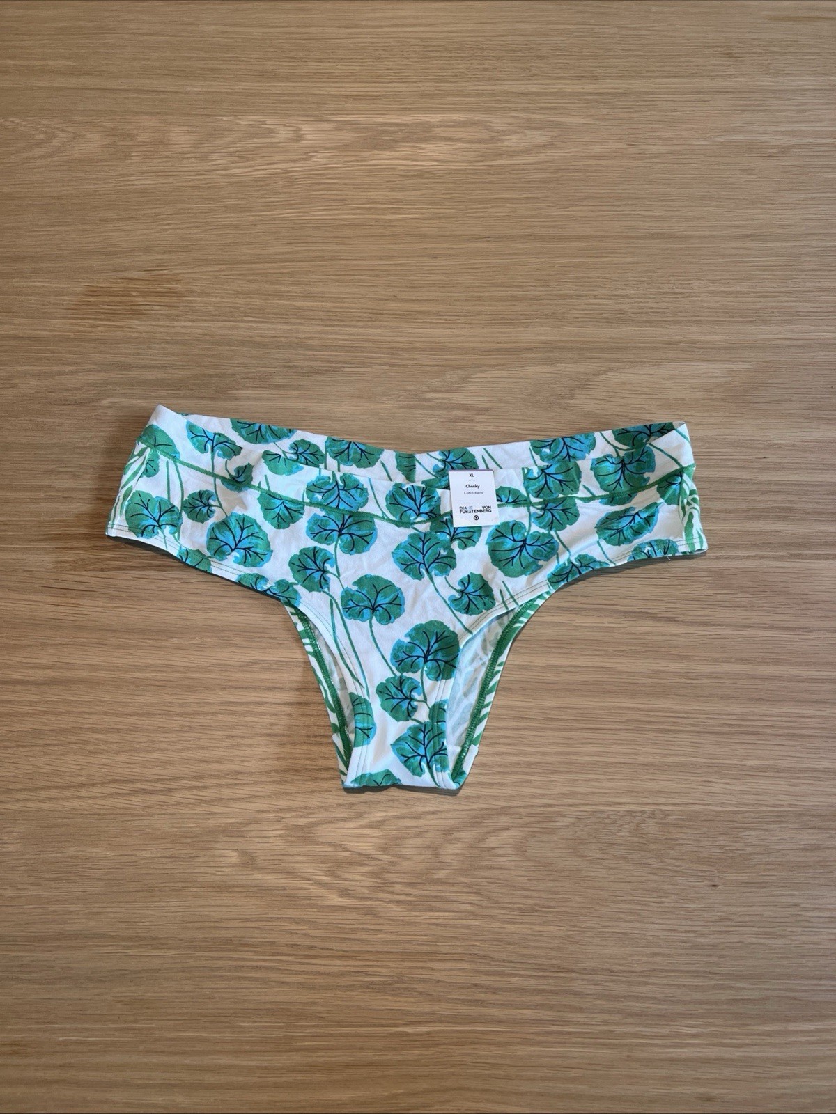 NWT Diane von Furstenberg x Target Split Print Bikini Panty Green Leaf Zebra XL