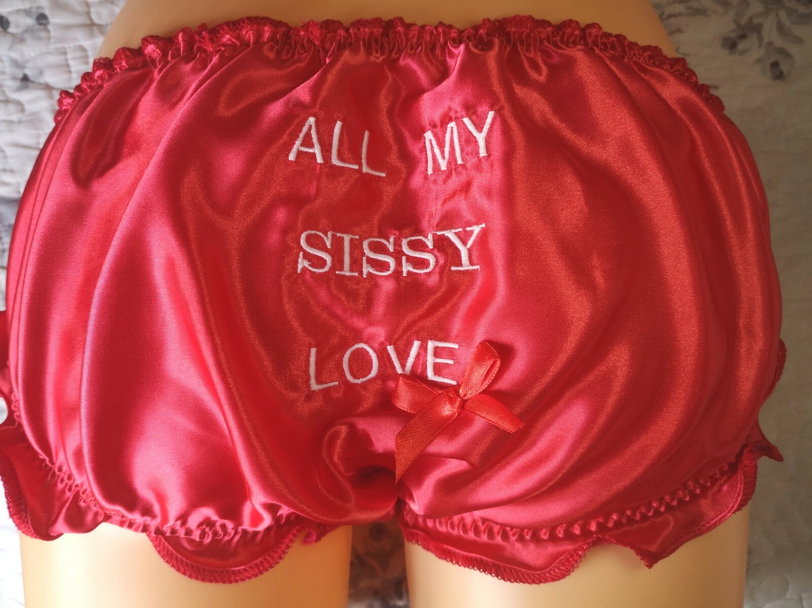 🌸MADE TO ORDER* Personalised EMBROIDERED “SATIN SISSY” Knickers any colour🌸