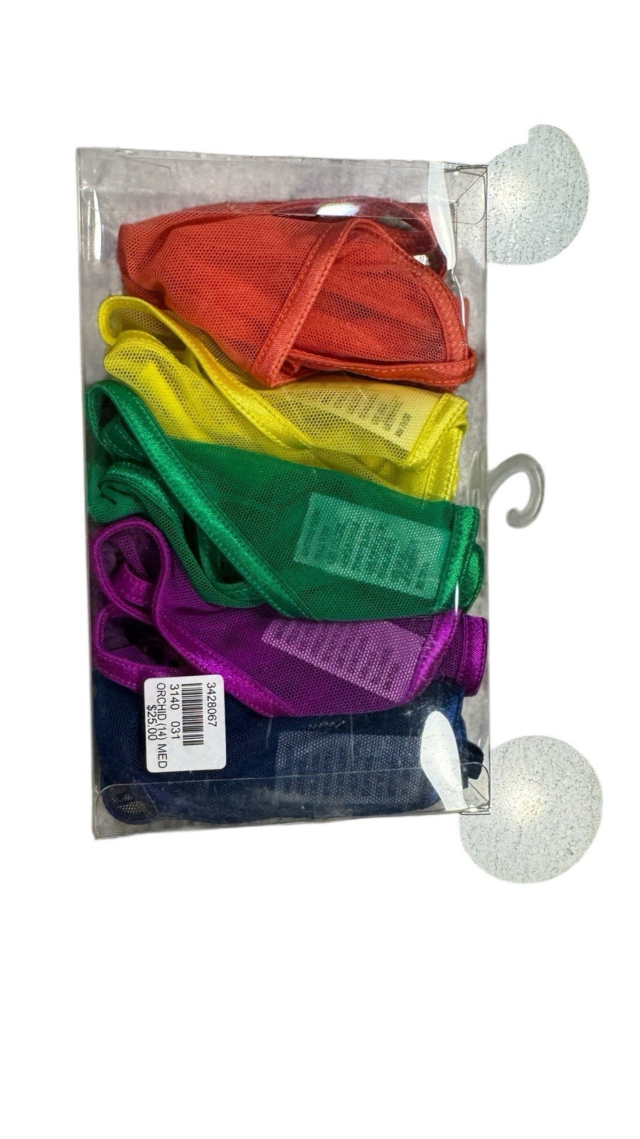 Frederick’s Of Hollywood Mesh G String 5 Pack Blue. Purple. Green. Yellow. Red M