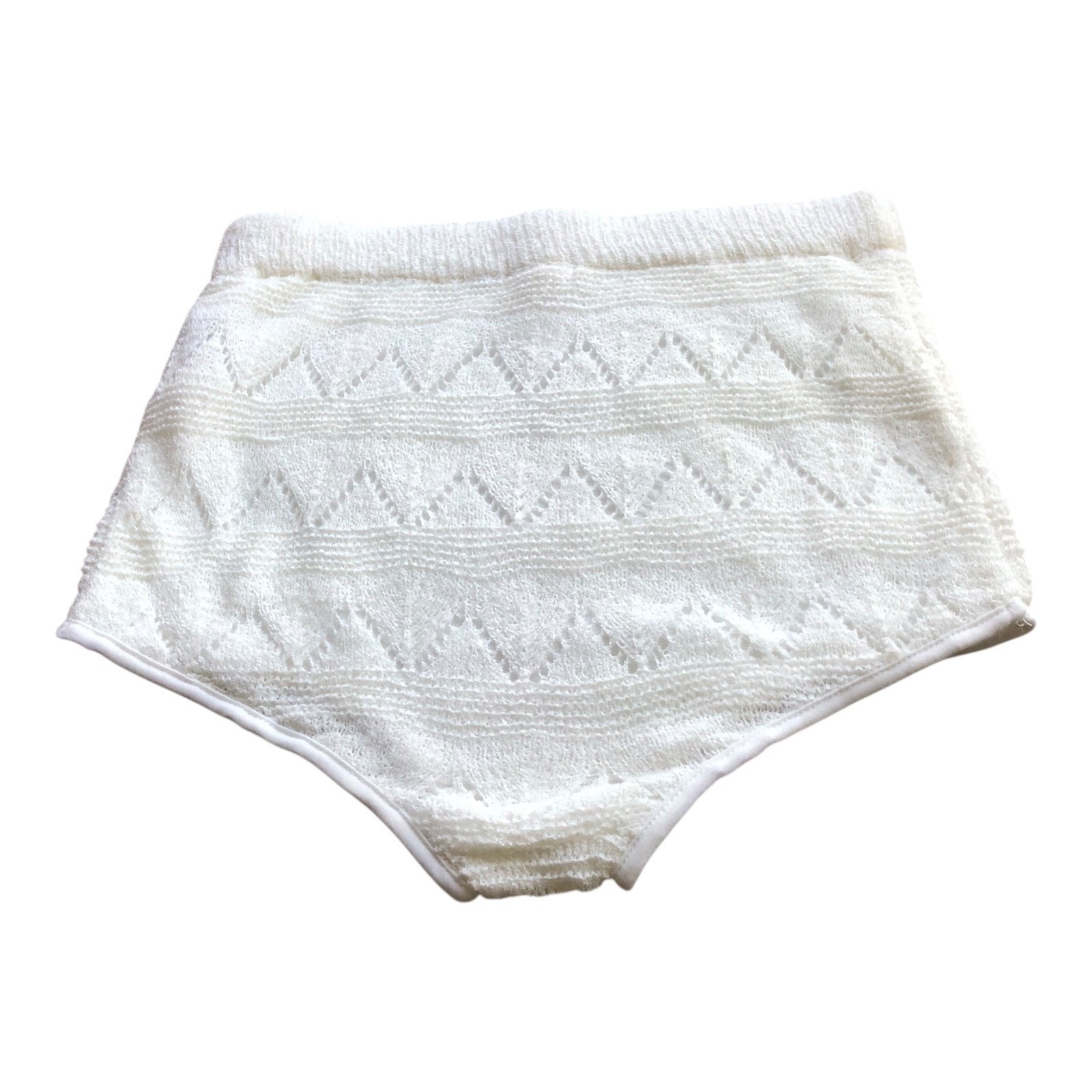 POL High Waist White Textured Bloomer Shorts Cottagecore Lounge Feminine Medium