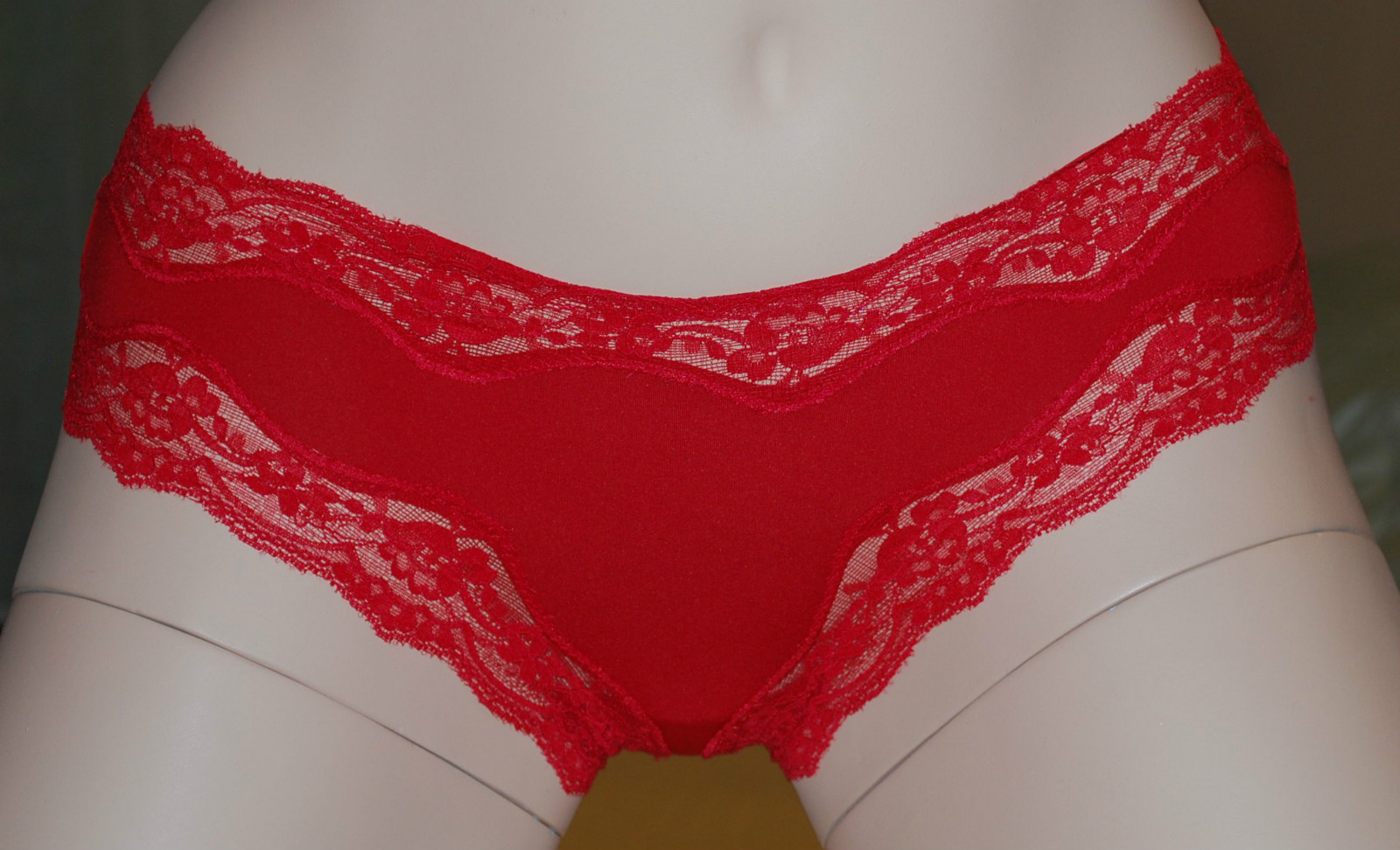 BIKINI PANTY by FASHION FORMS – Polyester Spandex W/Soft Lace Trim – 3 PAIR LOT