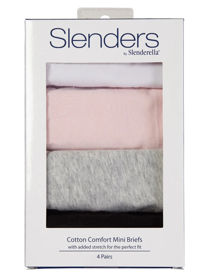 Slenders by Slenderella Cotton Comfort Midi Brief 4 Pair Pack Womens Undies