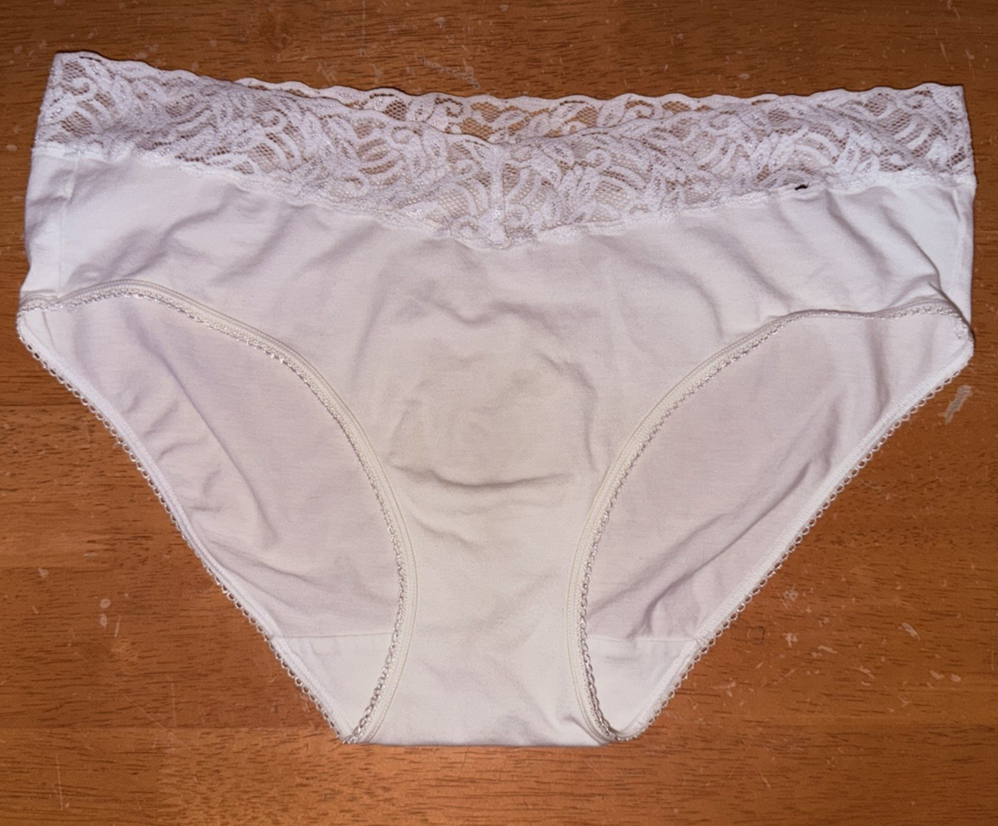 HTF New Wacoal 874235 Cotton Suede Hipster Brief Panties L 7 White NWOT