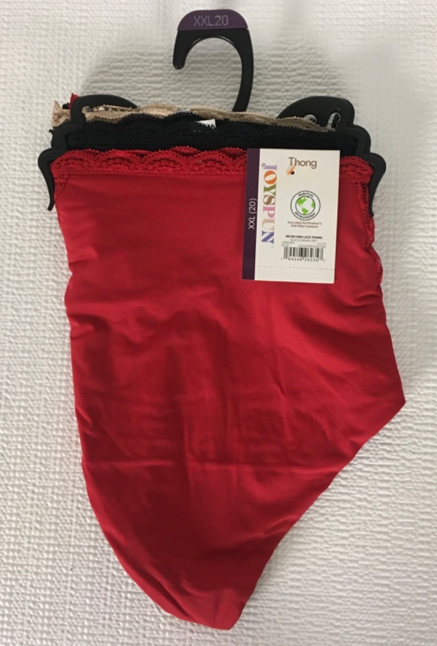 Joyspun 3 Pack Thong Underwear Women Size XXL 20 Red Black Leopard Print New