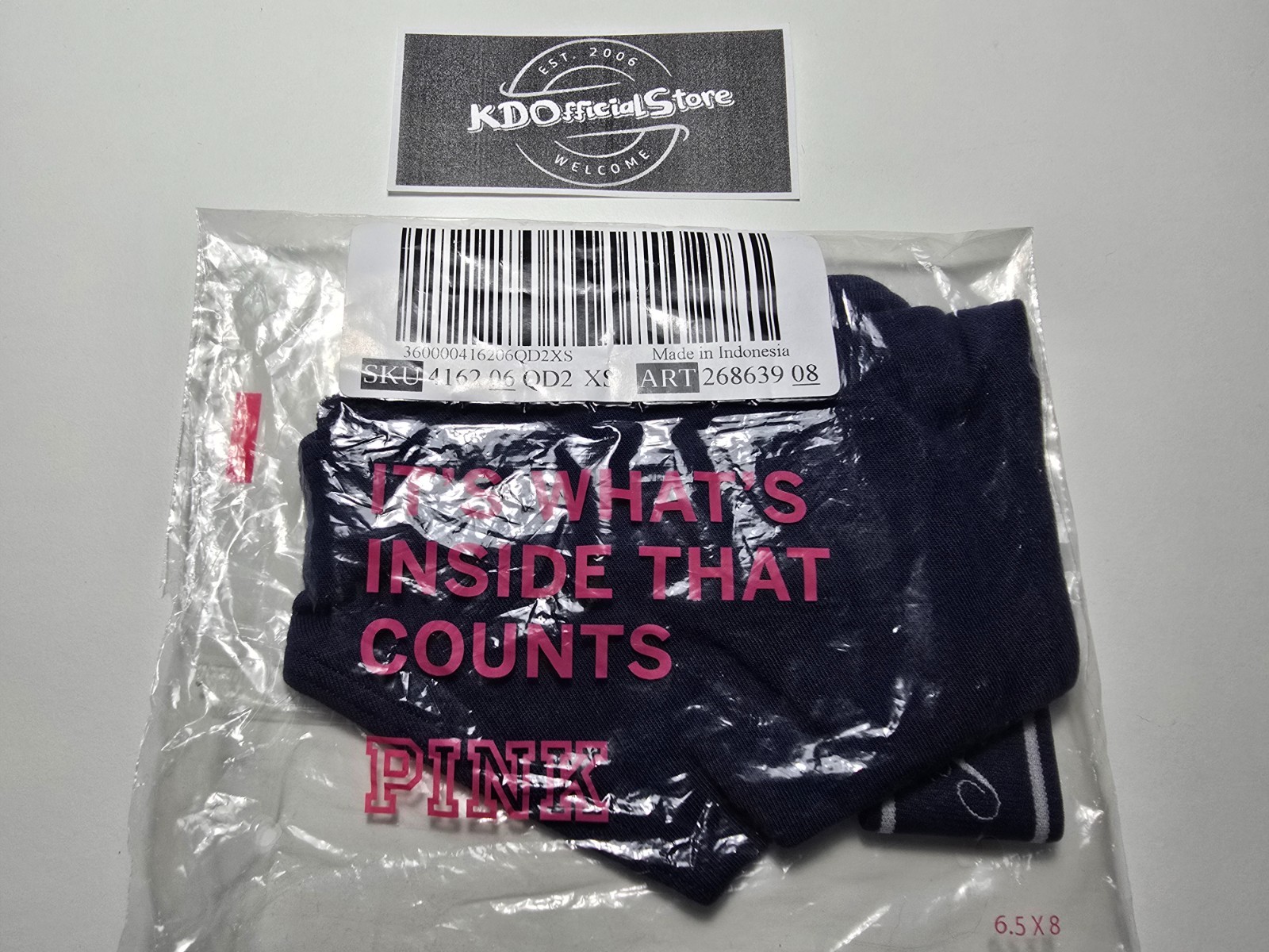 XS Victoria’s Secret PINK Logo Cotton High Leg Thong Panties Midnight Navy Blue