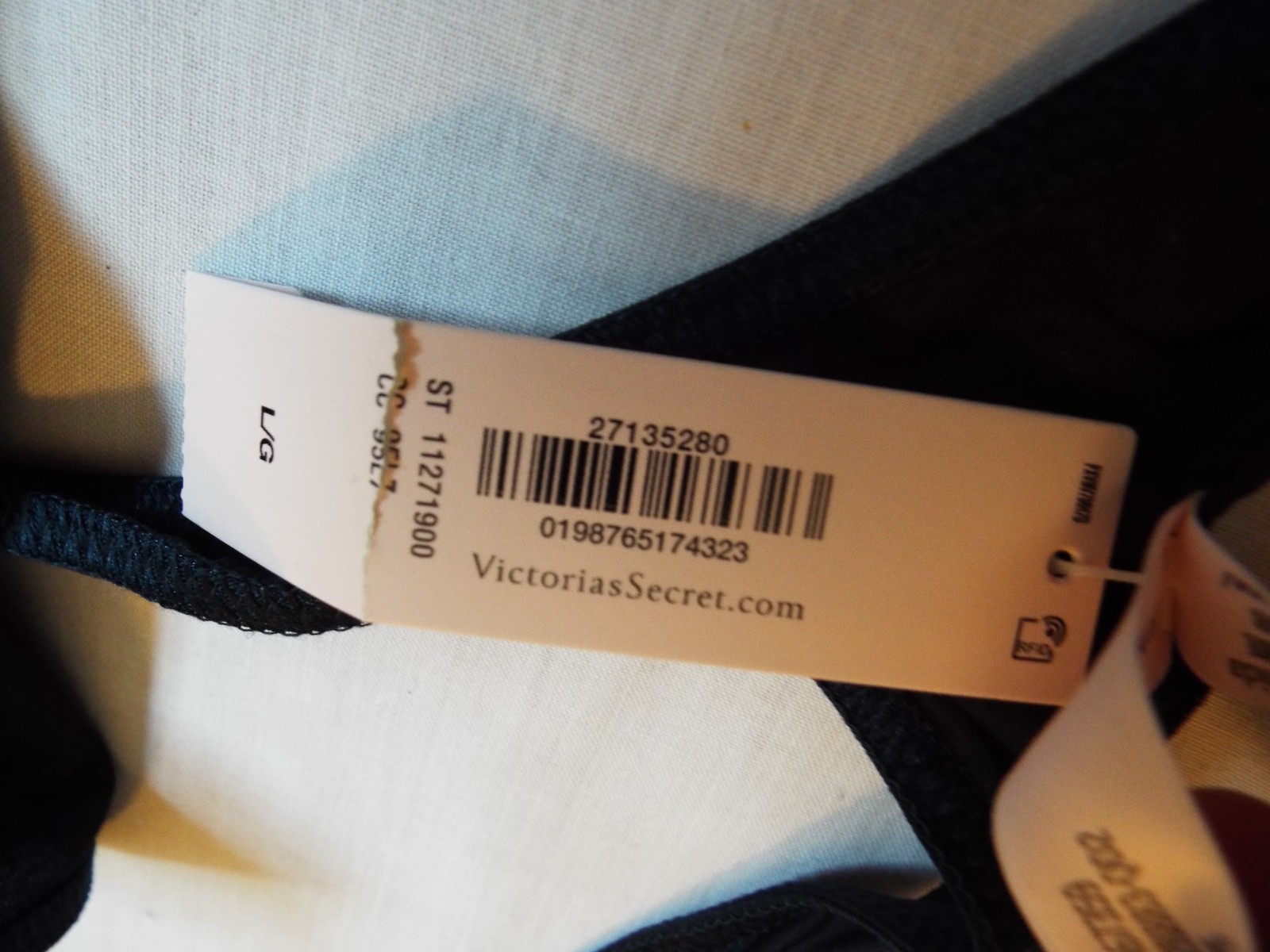 NWT Victoria’s Secret Shine Strap Lace Thong Panty L Dark Twilight