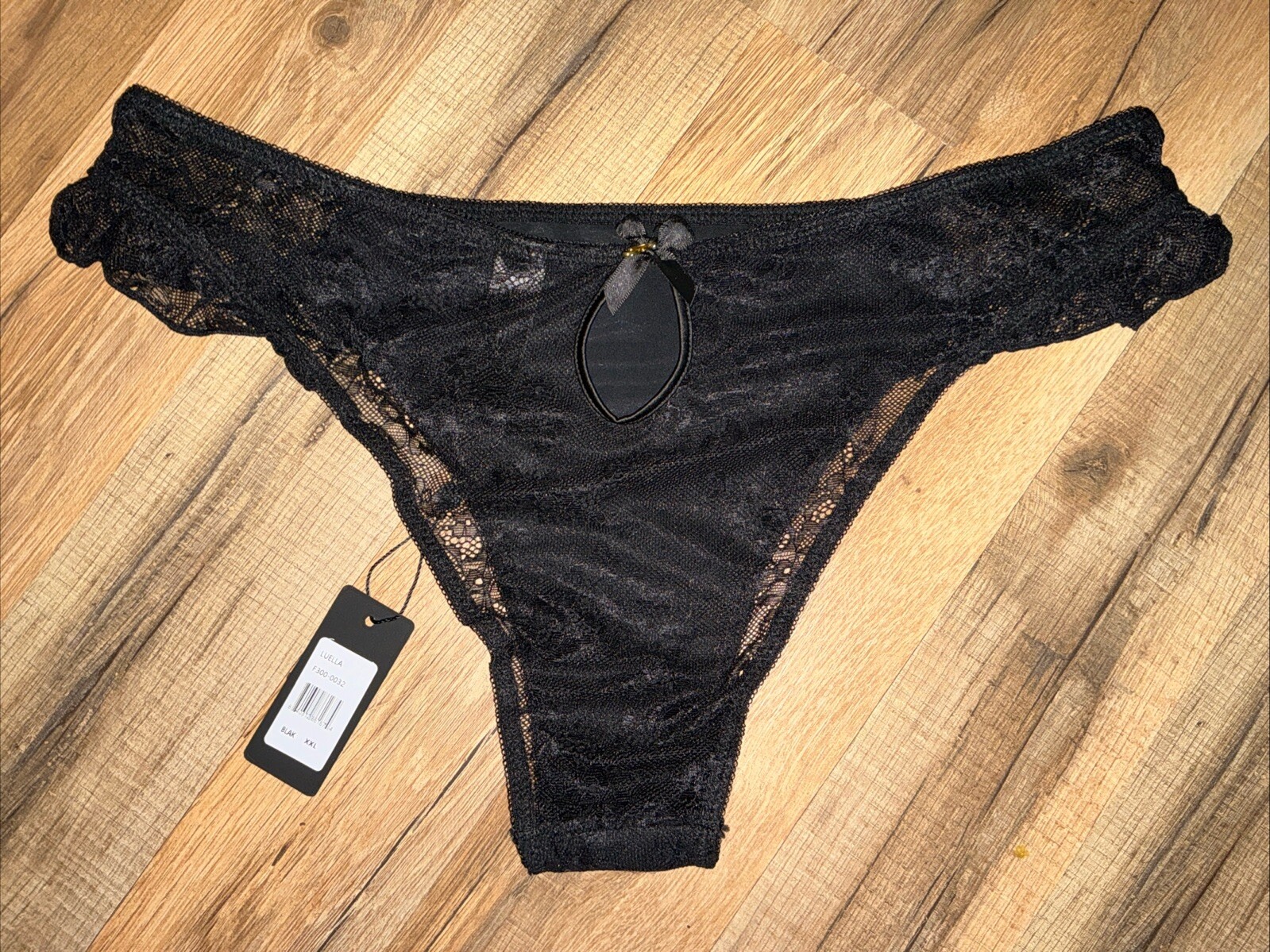 NWT XXL Frederick’s Of Hollywood LUELLA Floral Lace Black Panties F300-0032
