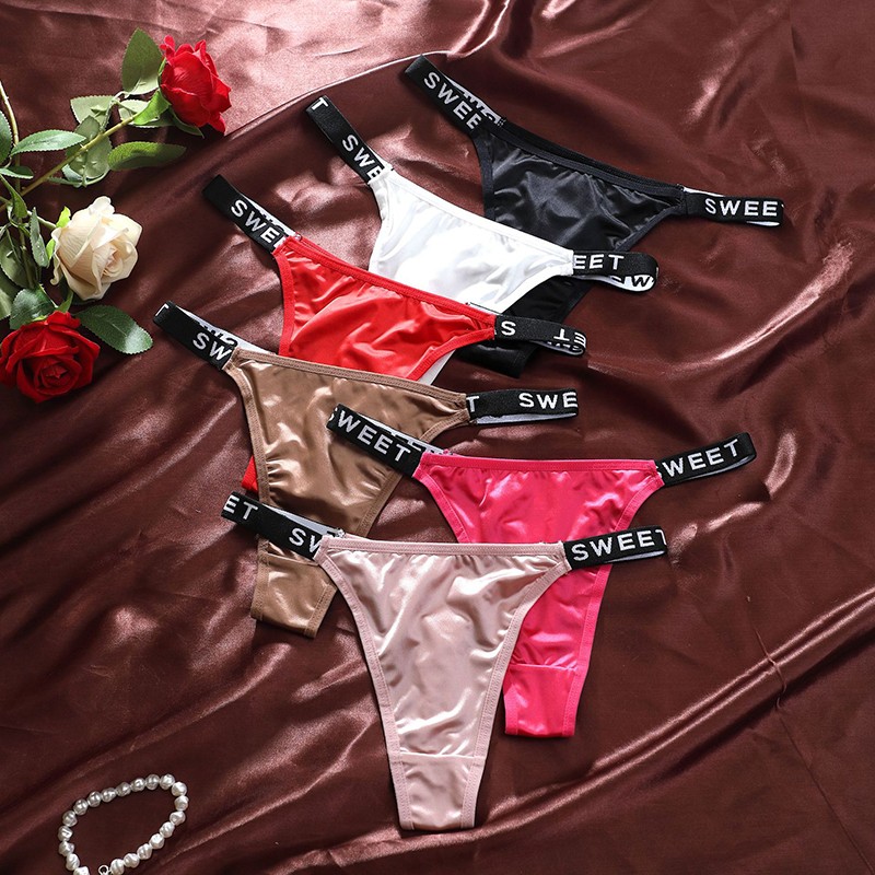 6 Pack Lot Sexy Womens G string Thongs Panties Satin Underwear Bikinis T back