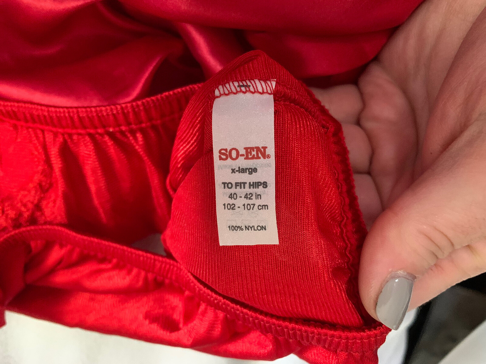 Nwot 100% Nylon Red brief panties XL With Nylon Satin Gusset