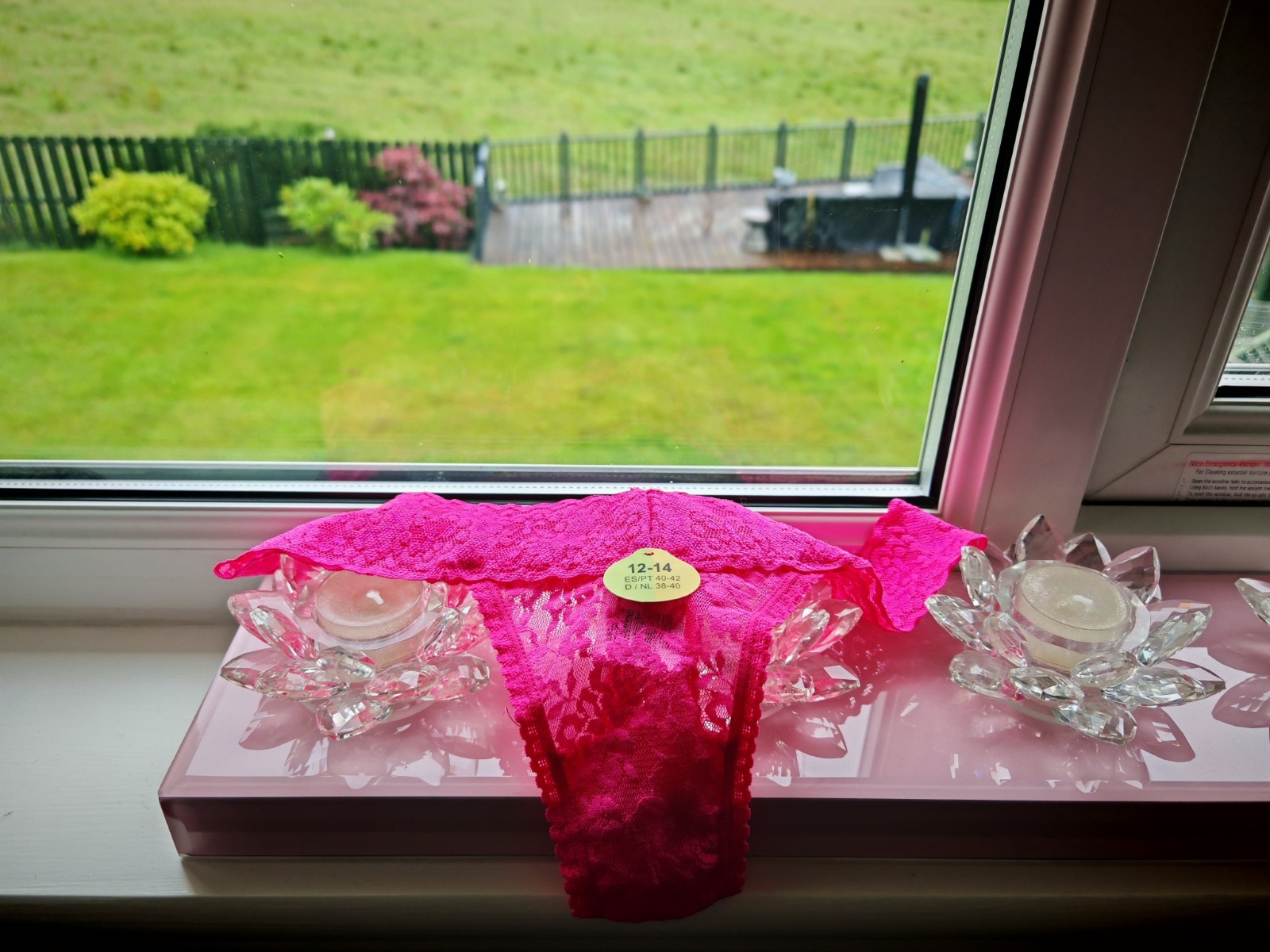 Primark Secret Possessions Fuchsia Pink Lacey Thong Size Medium 12 To 14