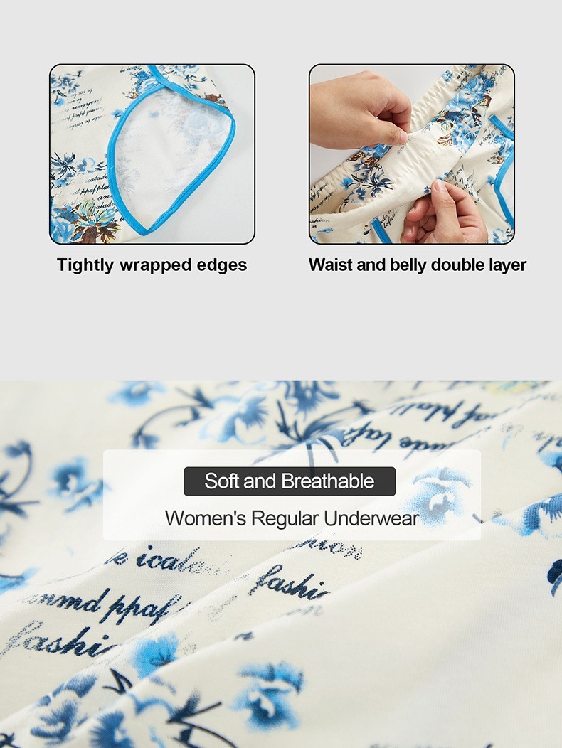 2 Pack High Waist Floral Cotton Bikini Panties – Comfort Tummy Control Butt Lift