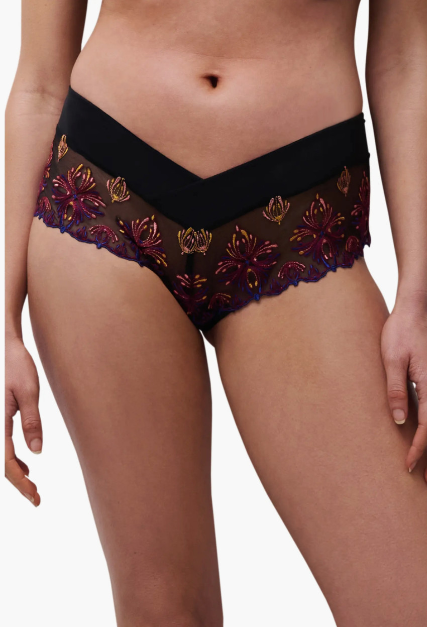 Chantelle XL Champs Elysees Lace Hipster Panty 2604 Black Multi —NWT TAGS—