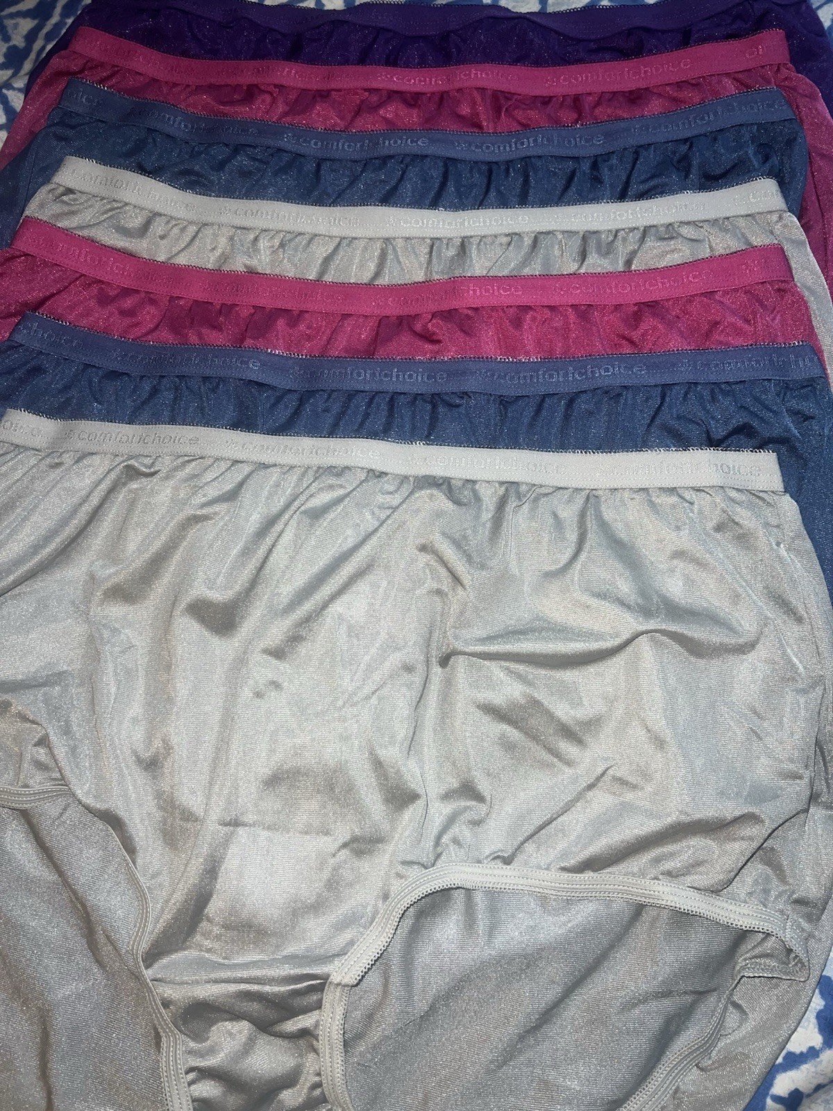 NWOT Womens Assorted Comfort Choice 7 Pair Pack Nylon Brief Panties Size 10