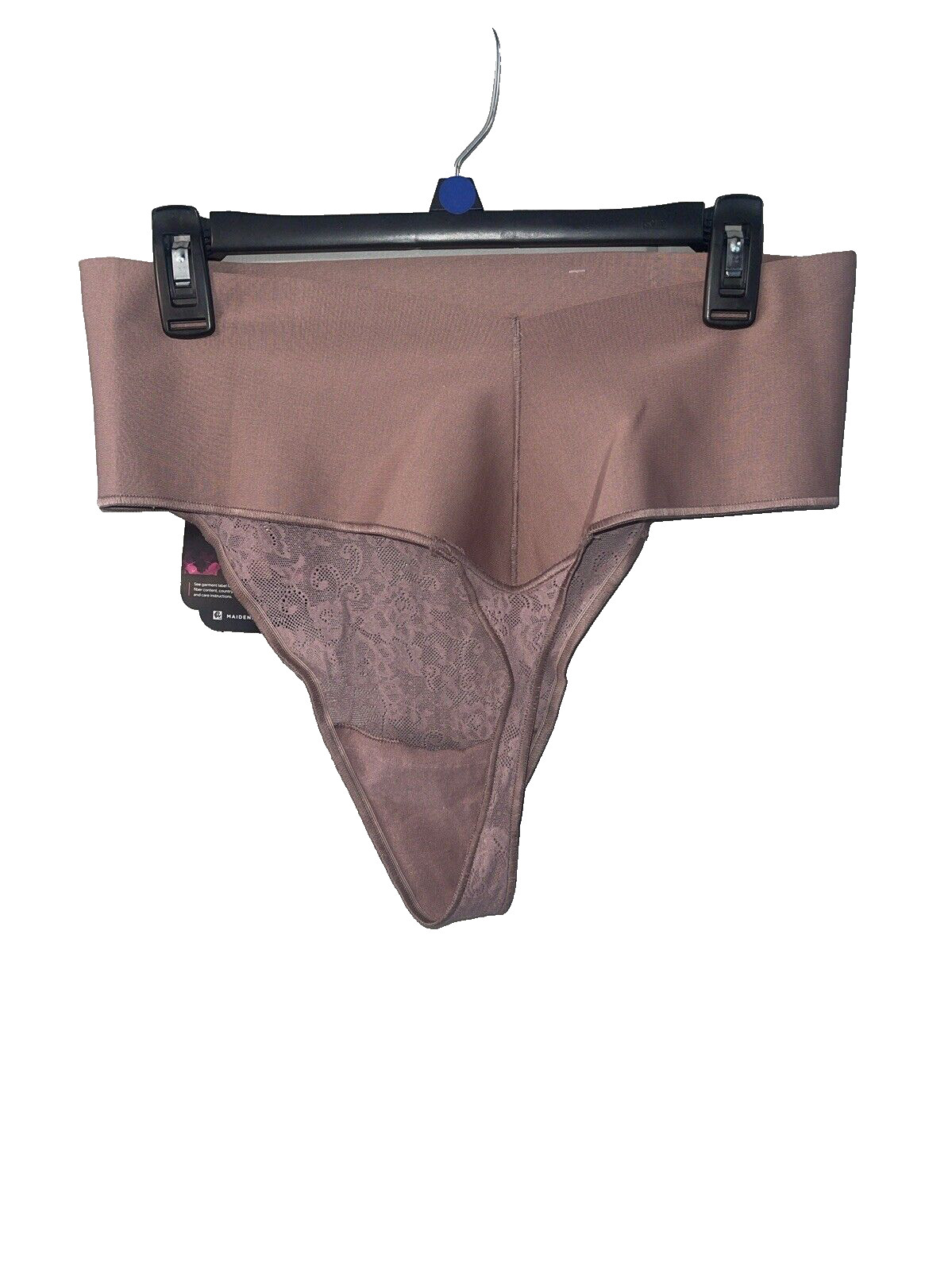 NWT Maidenform Thong Panty Taupe Lace High Waist Firm Shaping 2X Sissy Feminine