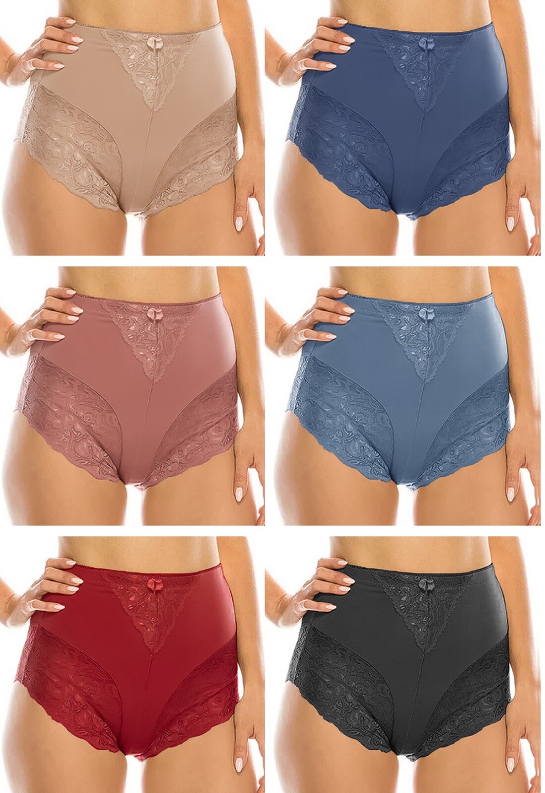 6 Pcs High Waisted Briefs Tummy Control Girdles Lace Shaper Panties 63031 Sz 4XL