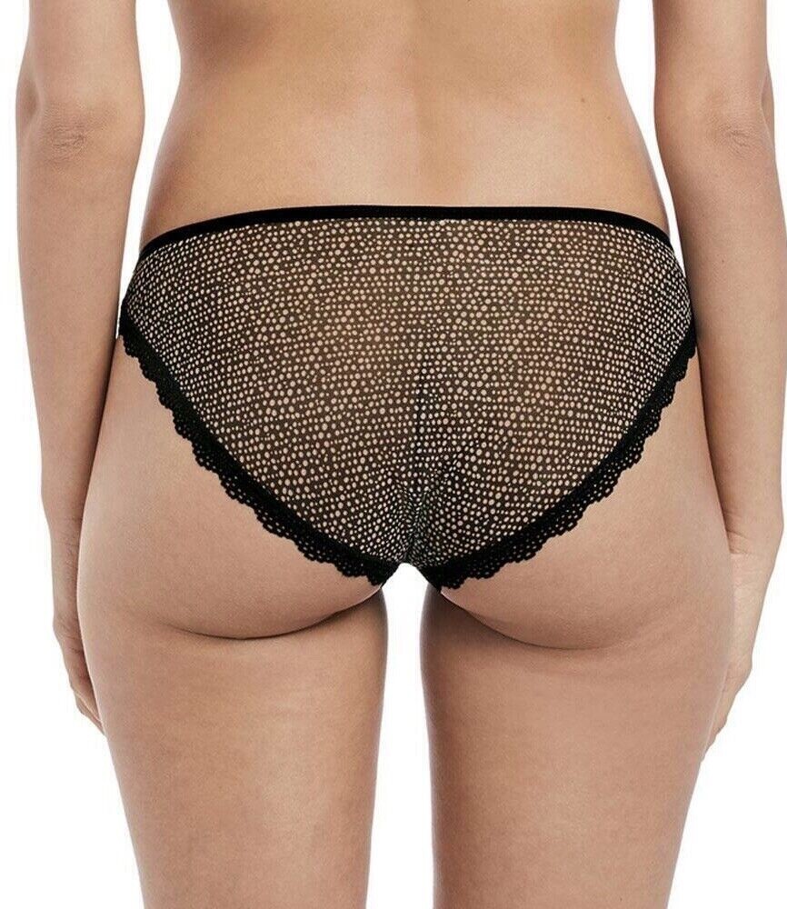 Freya Summer Haze Brief Size XS 8 10 Black Beige Spot Sheer Knickers 3995 New