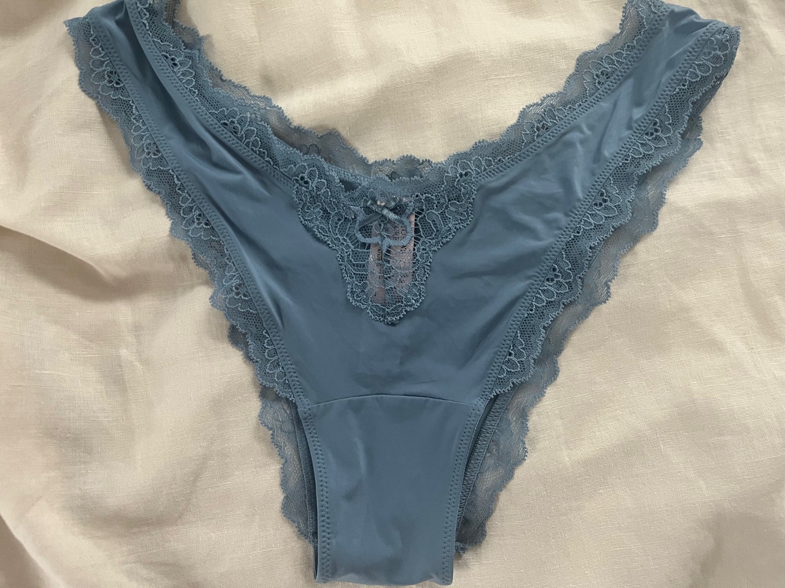 Victorias Secret Large Blue Dream Angel High Leg Brazillian Slip Panties RN54867