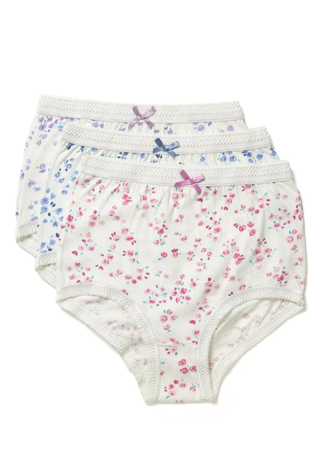 NEW Ladies Pack of 3 Floral 100% Cotton Briefs By Marlon