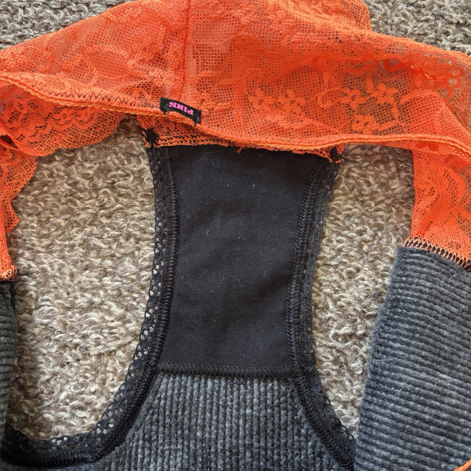 VTG Y2K Victorias Secret Pink Low Rise Hipster Halloween Sequin Skull Panty RARE