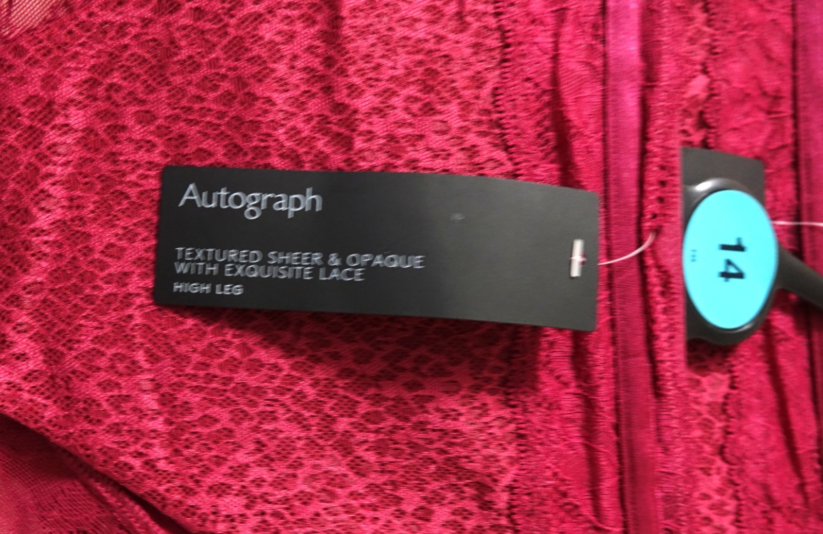 M&S AUTOGRAPH HIGH LEG KNICKERS 2 PACK SIZE 14 RED – NEW