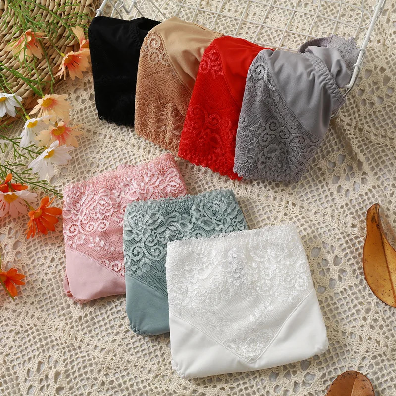 High Waist Lace Panties Women’s Plus Size Soft Stretch Comfort Briefs Underwear