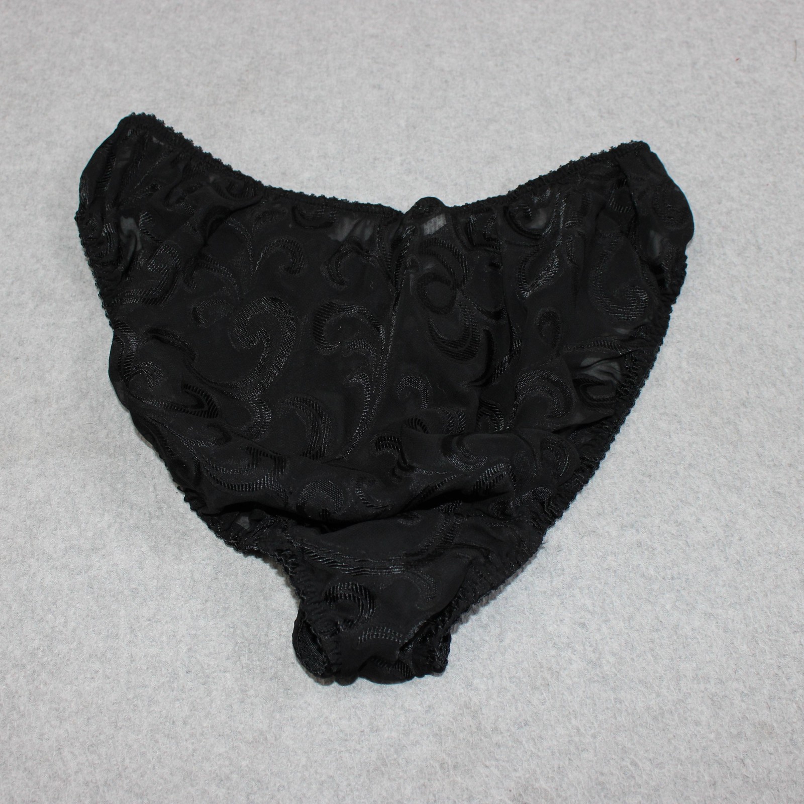 Vintage Olga Oscar De La Renta Panties Women Medium 7 Black Lace Brief 80s x 2