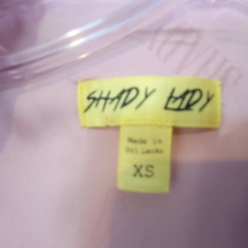 Shady Lady Top Womens Pajama Sleepwear Pink Button Silky Logo Collared XS New