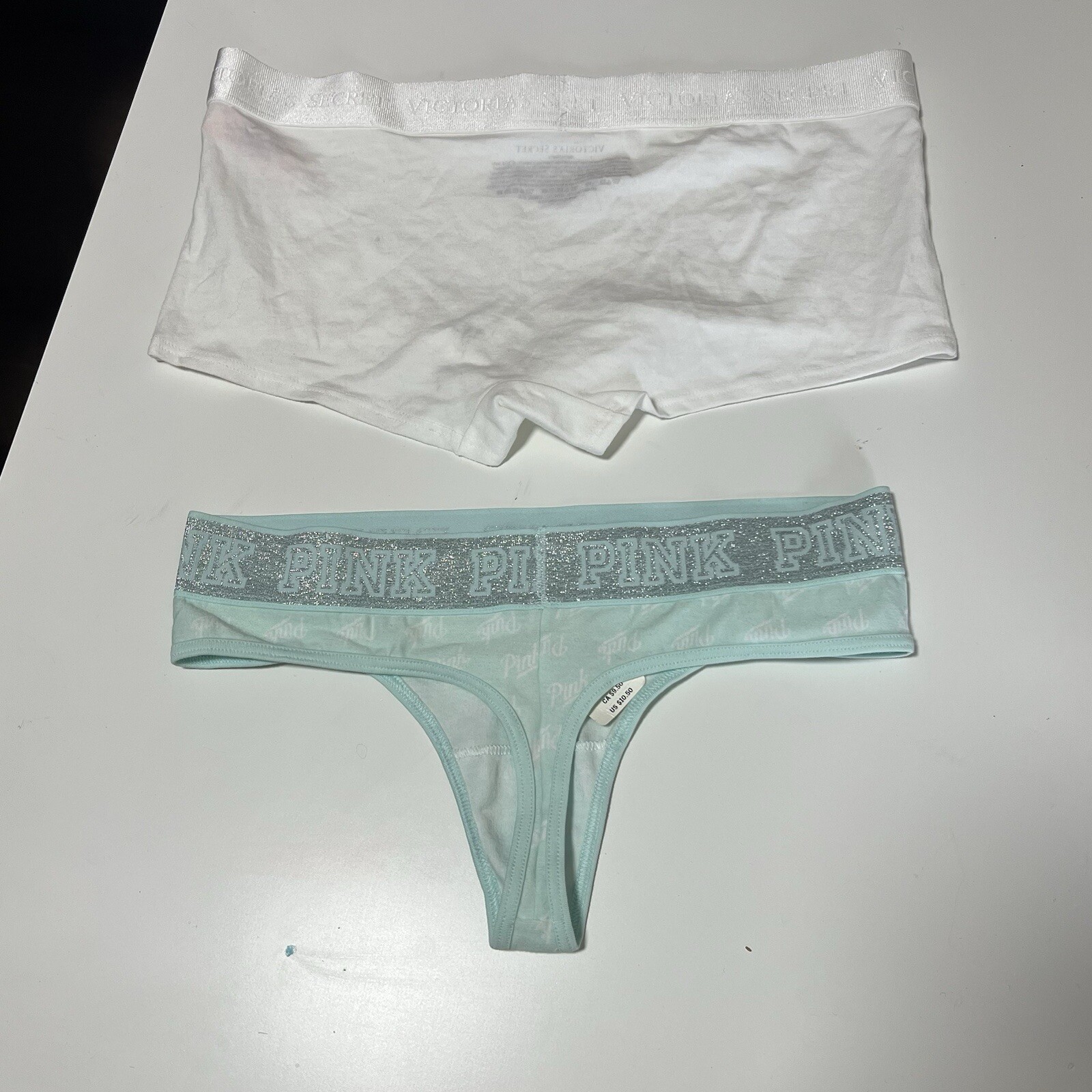 PINK LOGO WAISTBAND COTTON THONG PANTY UNDERWEAR. And Boy Shorts (i1)