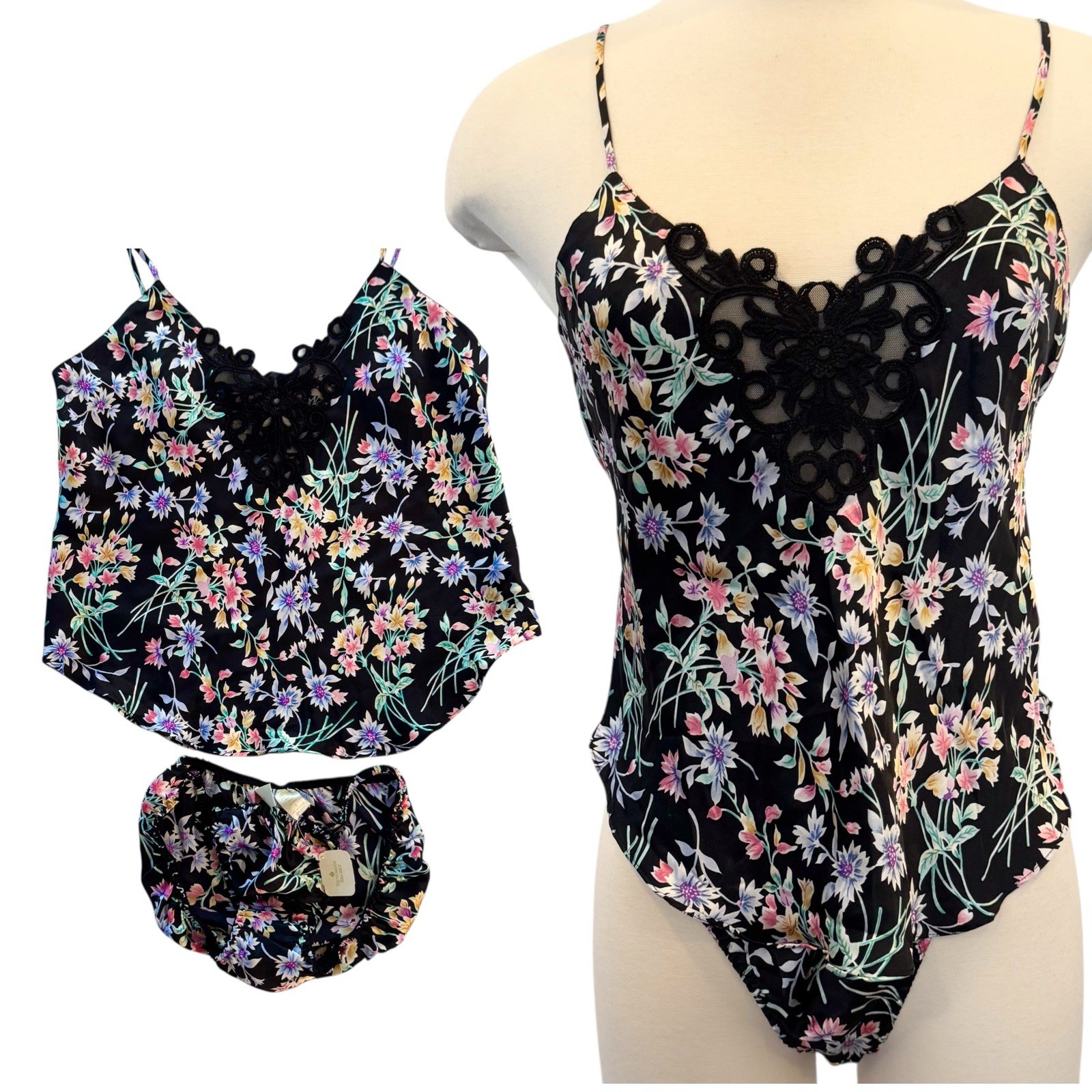 90s Victoria’s Secret Silk 2Pc Matching Set Camisole Bikini Panties Vintage NWT