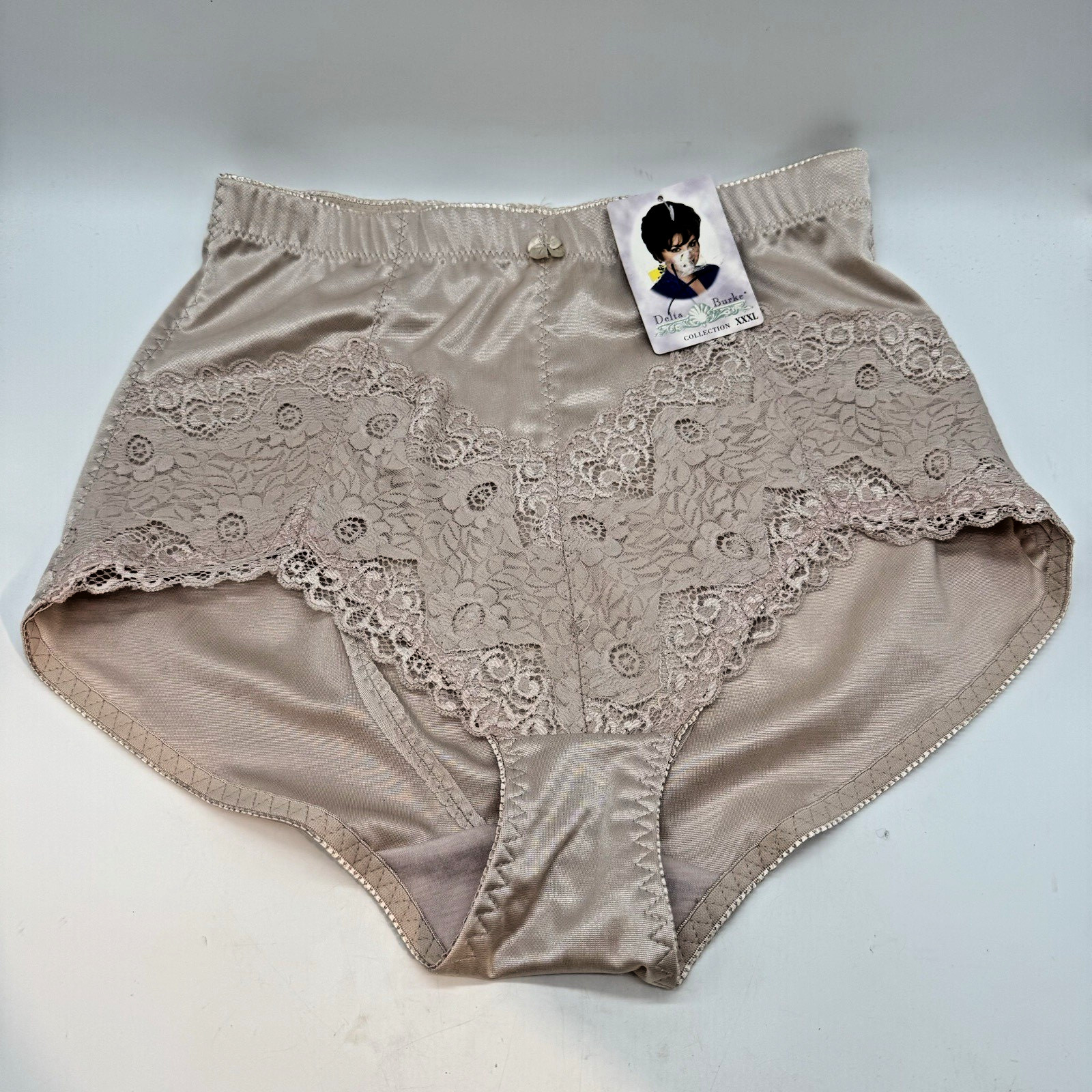 NEW Delta Burke Collection Vtg. Lacy Satin Panty Women’s 3X Hi Cut Side Panel