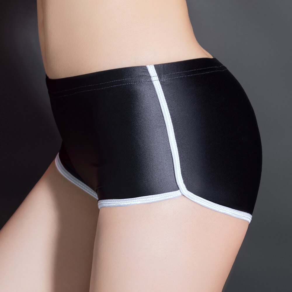 Women Satin Opaque Panties Fitness Sports Boxer Shorts Patchwork Shiny Hot Pants
