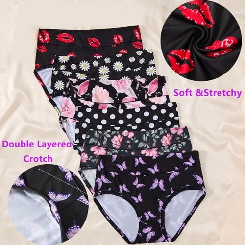 Women’s Underwear Plus Size XL-6XL Panties Briefs High 5X-Large 6pcs 4hb2h
