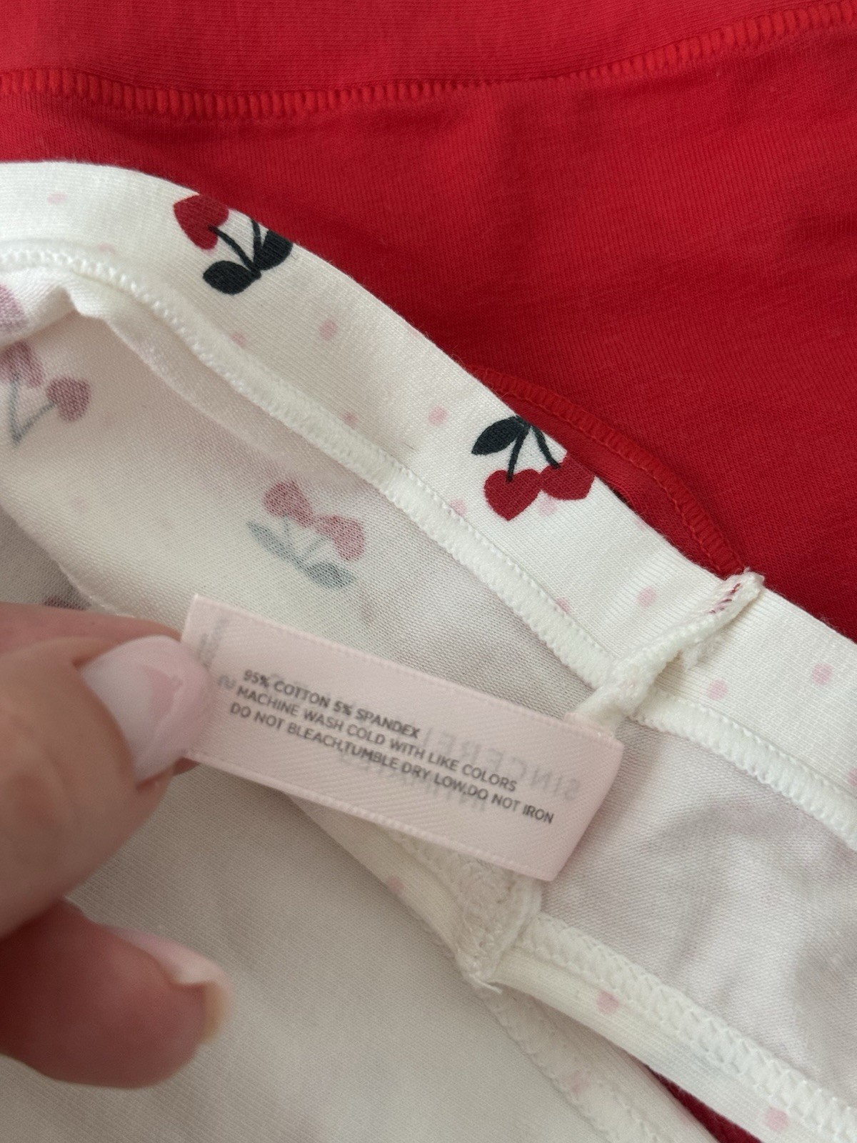 Set of Two Cotton Thongs for Women Size Small Red And White/cherry NEW No Tag
