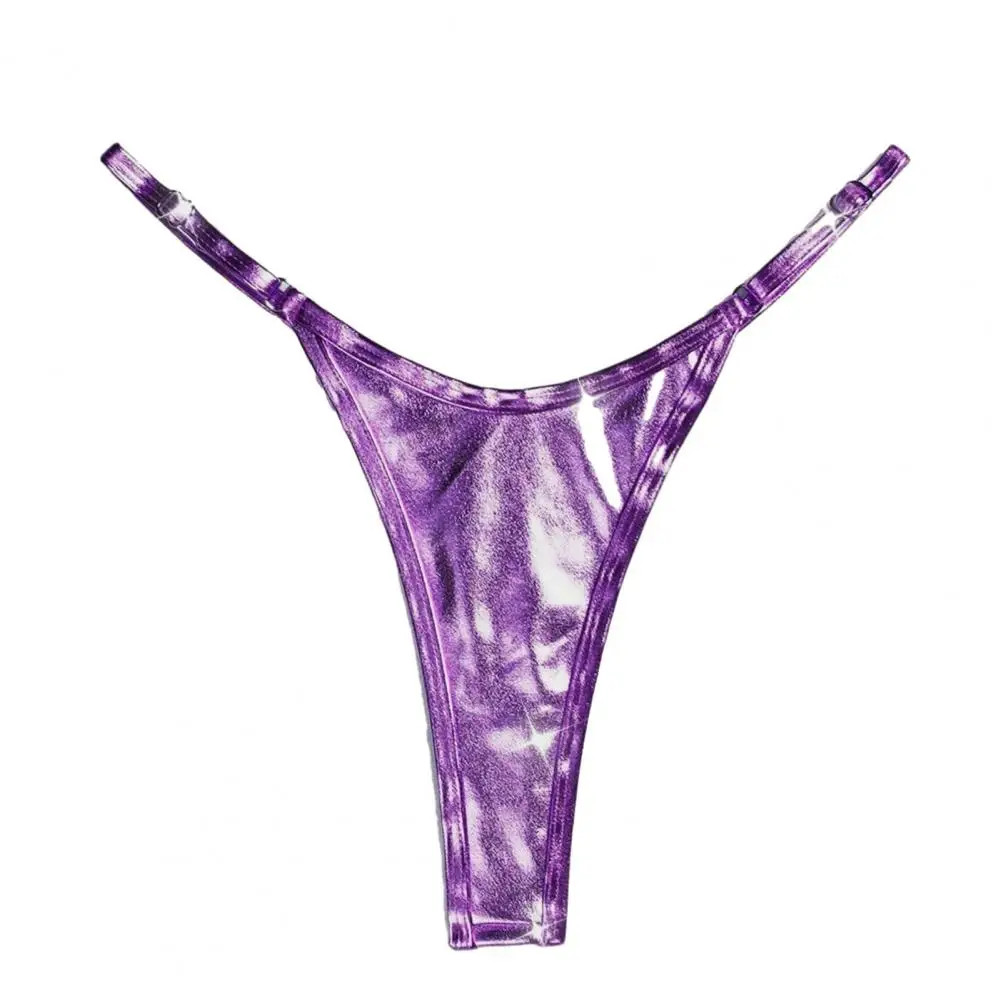 Glossy G String Panties Low Waist Adjustable Strap Thong Briefs Women Swim